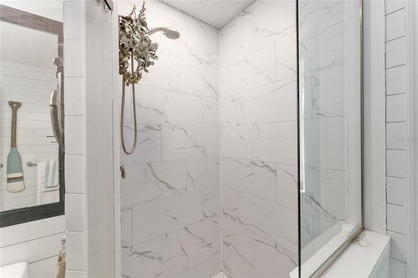 Bathroom, Glass Shower, Interior, Marble Walls