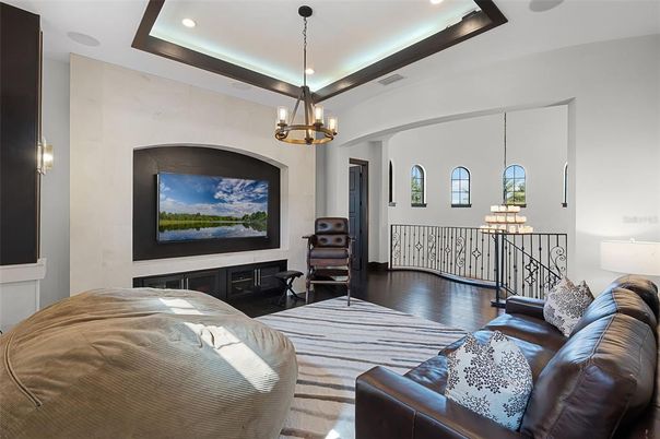 Bedroom, Interior, Pendant Lights, Recessed Lighting, Wood Texture Flooring