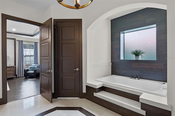 Bathroom, Interior, Recessed Lighting, Wood Texture Flooring
