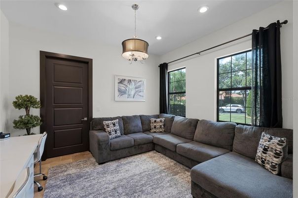 Interior, Living room, Pendant Lights, Recessed Lighting, Wood Texture Flooring