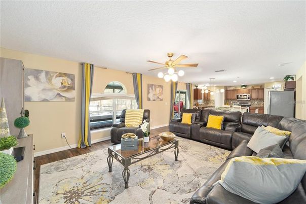 Interior, Kitchen, Living room, Pendant Lights, Recessed Lighting, Stainless Steel Appliances, Wood Texture Flooring