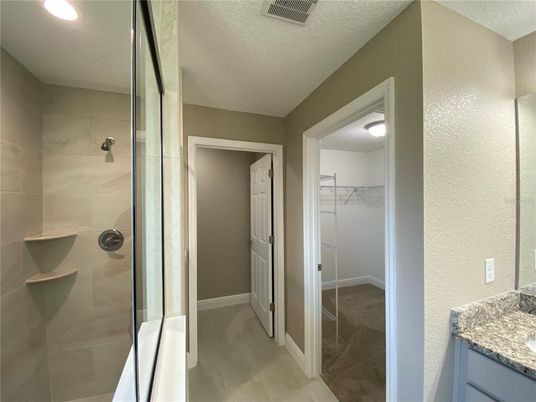 Bathroom, Glass Shower, Interior, Recessed Lighting, Walk-in Closets