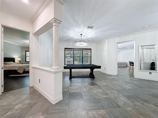 Bedroom, Billiard Table, Chandelier, Game Room, Interior, Pendant Lights