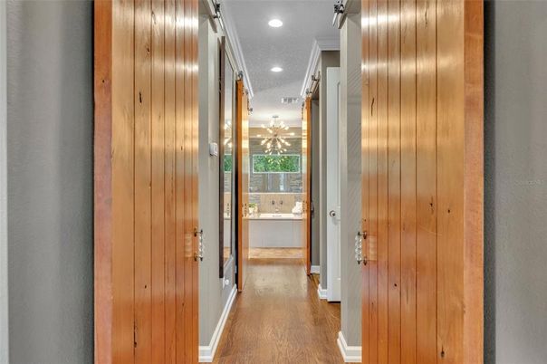 Interior, Recessed Lighting, Wood Texture Flooring, Wooden Walls