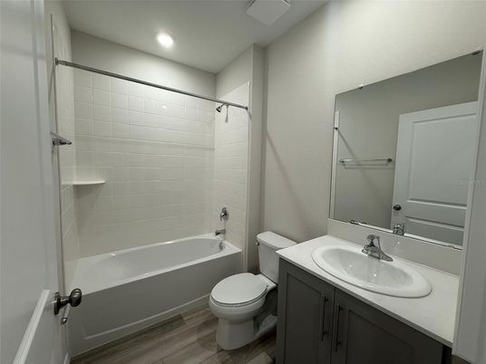 Bathroom, Interior, Recessed Lighting, Wood Texture Flooring