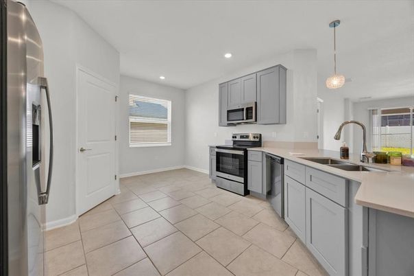 Interior, Kitchen, Pendant Lights, Recessed Lighting, Stainless Steel Appliances