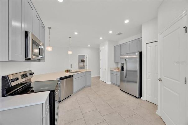 Interior, Kitchen, Pendant Lights, Recessed Lighting, Stainless Steel Appliances