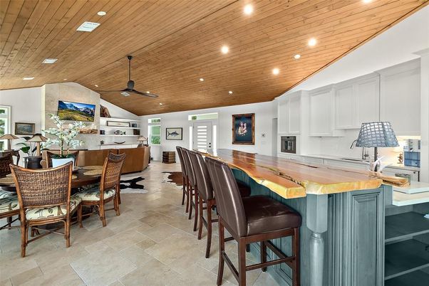 Dining room, Interior, Kitchen, Recessed Lighting, Wooden Ceilings