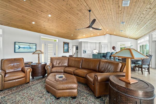 Dining room, Interior, Kitchen, Living room, Recessed Lighting, Wooden Ceilings