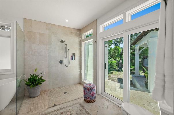 Bathroom, Glass Shower, Interior, Recessed Lighting
