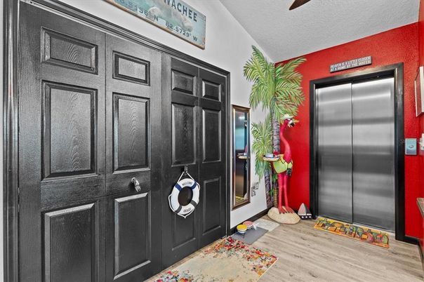 Elevator, Interior, Wood Texture Flooring