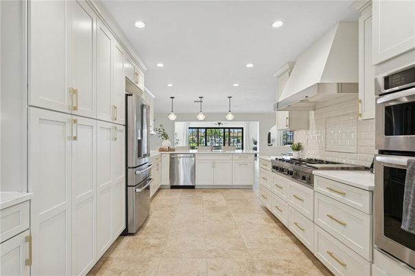Interior, Kitchen, Pendant Lights, Recessed Lighting, Stainless Steel Appliances