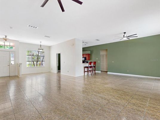 Dining room, Empty room, Interior, Pendant Lights, Recessed Lighting
