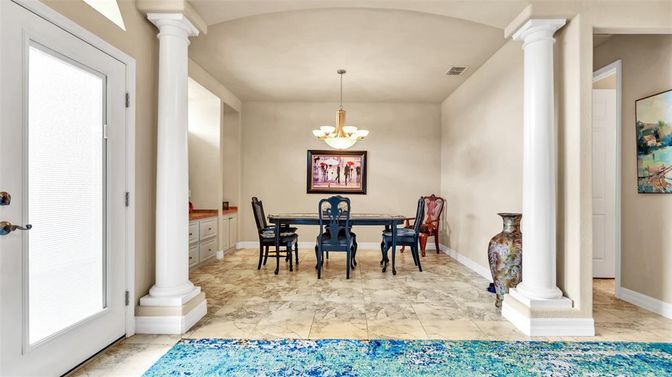 Chandelier, Dining room, Interior, Marble