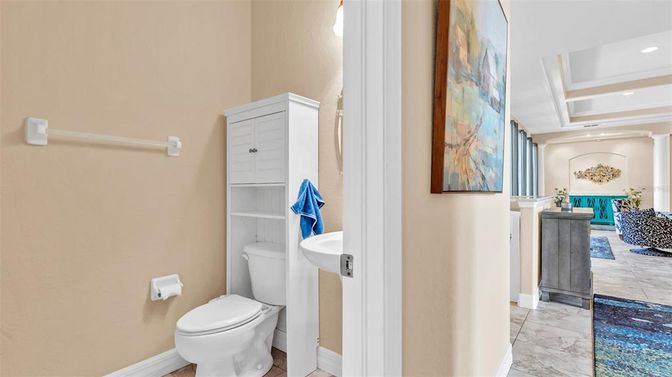 Bathroom, Interior, Marble, Recessed Lighting