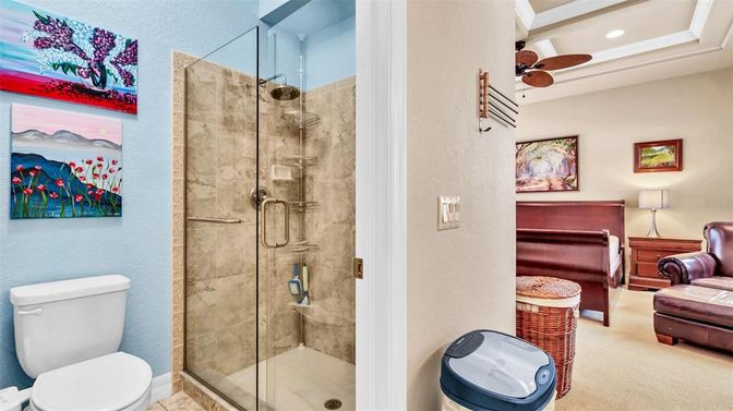 Bathroom, Glass Shower, Interior, Recessed Lighting