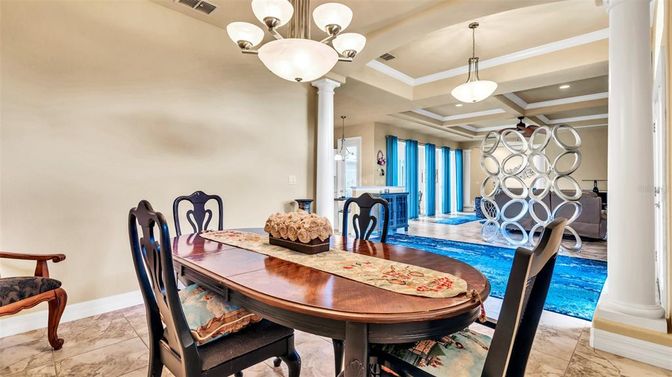 Chandelier, Dining room, Interior, Pendant Lights, Recessed Lighting