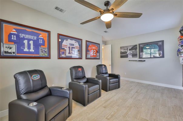 Home Theatre Room, Interior, Wood Texture Flooring