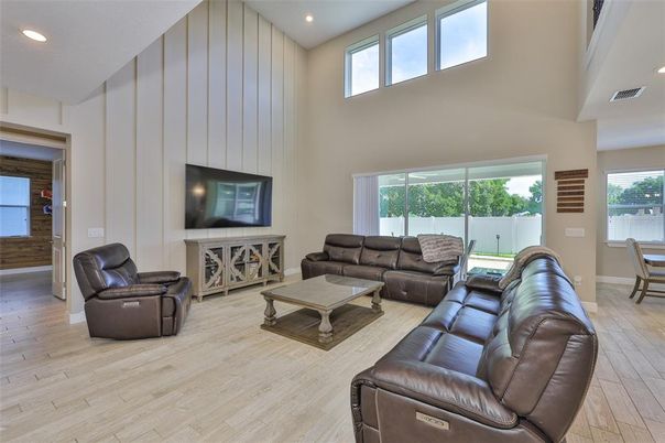 Interior, Living room, Recessed Lighting, Wood Texture Flooring