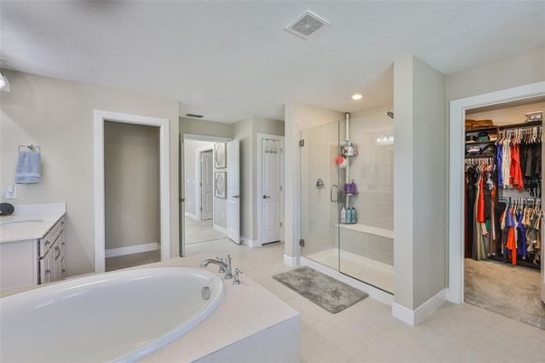 Bathroom, Glass Shower, Interior, Recessed Lighting, Walk-in Closets
