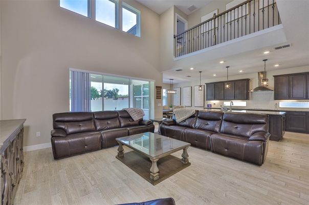Interior, Kitchen, Living room, Pendant Lights, Recessed Lighting, Wood Texture Flooring