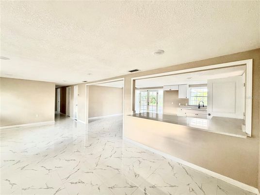Empty room, Interior, Kitchen, Marble, Recessed Lighting