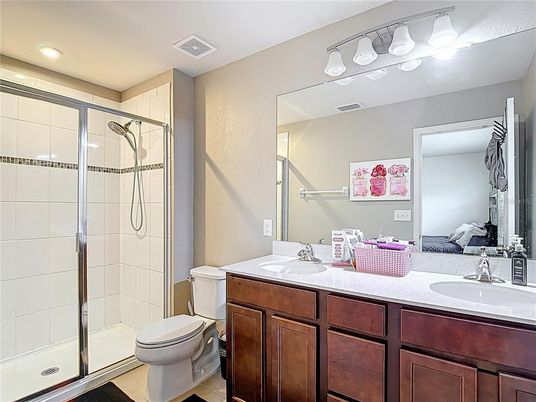 Bathroom, Dual Sink Vanities, Glass Shower, Interior, Recessed Lighting