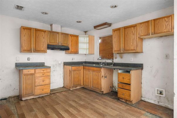 Interior, Kitchen, Recessed Lighting, Wood Texture Flooring