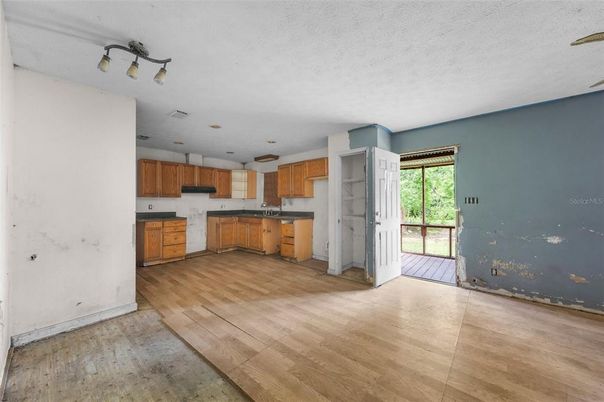 Empty room, Interior, Kitchen, Wood Texture Flooring