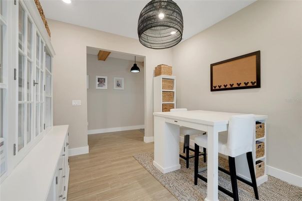 Home Office, Interior, Recessed Lighting, Wood Texture Flooring