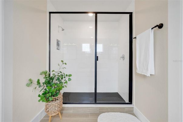 Bathroom, Glass Shower, Interior, Recessed Lighting