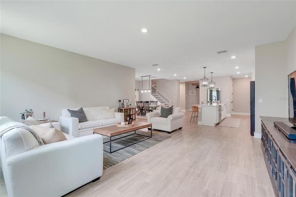 Dining room, Interior, Kitchen, Living room, Pendant Lights, Recessed Lighting, Wood Texture Flooring