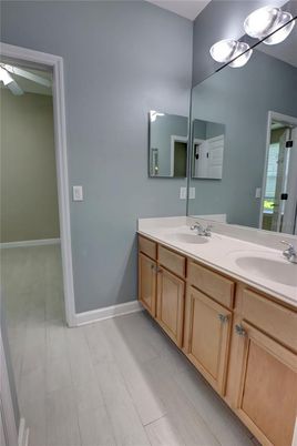 Bathroom, Dual Sink Vanities, Interior, Wood Texture Flooring