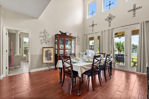 Dining room, Interior, Wood Texture Flooring