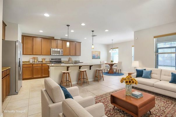 Dining room, Interior, Kitchen, Living room, Pendant Lights, Recessed Lighting, Stainless Steel Appliances