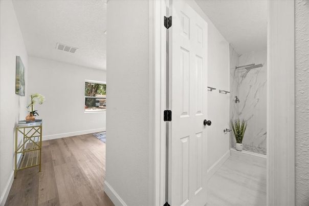 Interior, Marble Walls, Wood Texture Flooring