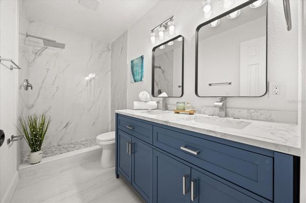 Bathroom, Dual Sink Vanities, Interior, Marble, Marble Walls