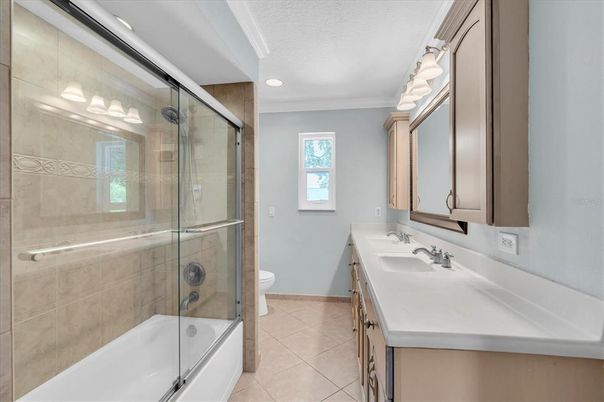 Bathroom, Dual Sink Vanities, Glass Shower, Interior, Recessed Lighting