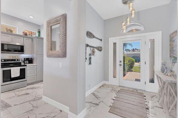 Interior, Kitchen, Marble, Pendant Lights, Recessed Lighting, Stainless Steel Appliances
