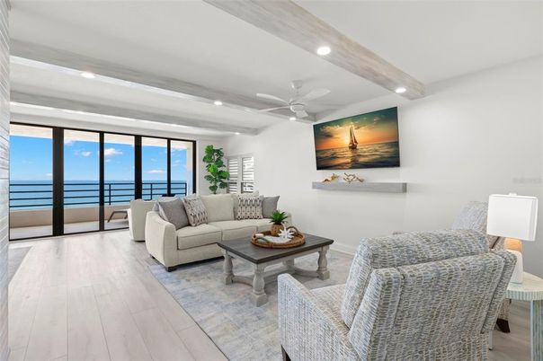 Interior, Living room, Recessed Lighting, Water, Wood Texture Flooring