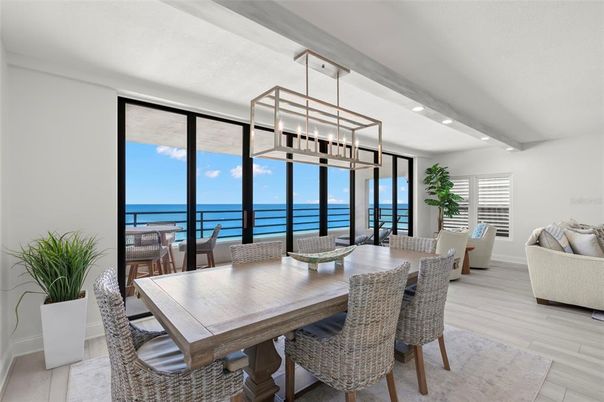 Chandelier, Dining room, Interior, Living room, Pendant Lights, Recessed Lighting, Water, Wood Texture Flooring