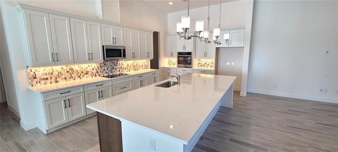 Interior, Kitchen, Pendant Lights, Recessed Lighting, Wood Texture Flooring