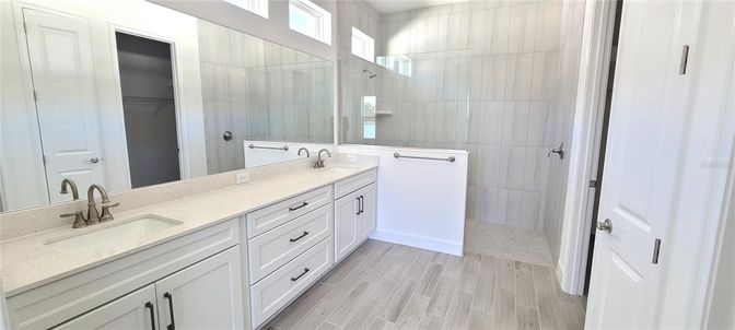 Bathroom, Dual Sink Vanities, Interior, Wood Texture Flooring