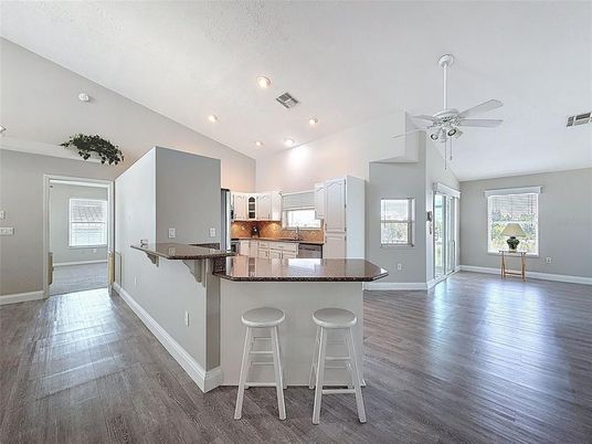 Interior, Kitchen, Recessed Lighting, Wood Texture Flooring