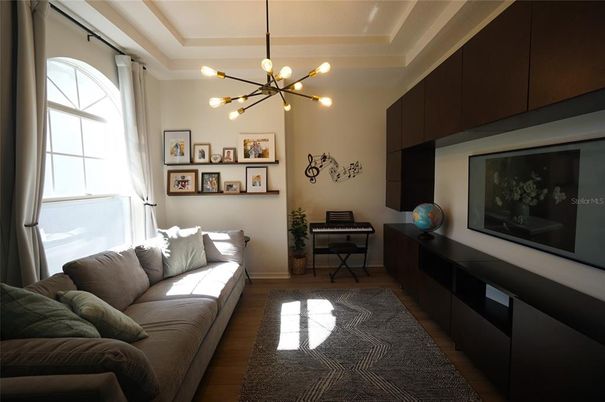 Interior, Living room, Pendant Lights, Piano, Wood Texture Flooring