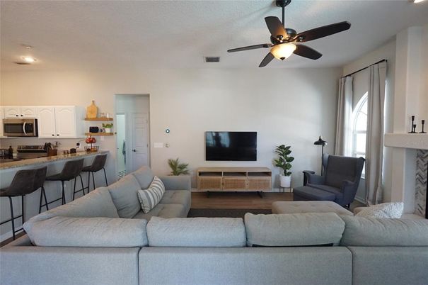 Interior, Kitchen, Living room, Recessed Lighting, Stainless Steel Appliances, Wood Texture Flooring