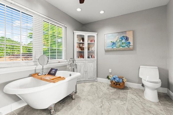 Bathroom, Free Standing Baths, Interior, Marble, Recessed Lighting