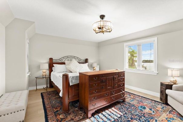 Bedroom, Chandelier, Interior, Wood Texture Flooring