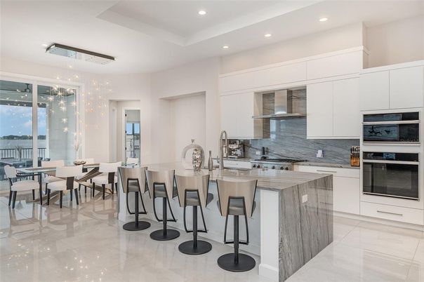Dining room, Interior, Kitchen, Recessed Lighting, Stainless Steel Appliances, Water