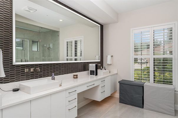 Bathroom, Dual Sink Vanities, Glass Shower, Interior, Recessed Lighting